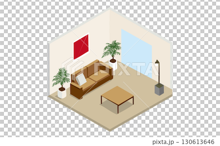 リビングのアイソメトリックなイラスト リビングのアイソメトリックなイラスト 130613646