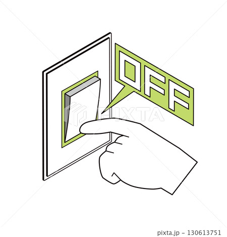 スイッチをオフにする節電の注意喚起イラスト 130613751