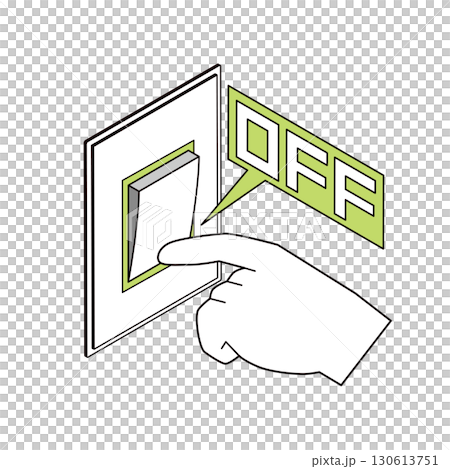 スイッチをオフにする節電の注意喚起イラスト 130613751