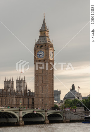 Big Ben (the Great Bell of the clock) The tower housing the bell is officially named the Elizabeth Tower, with the Westminster Bridge spanning the river thames in the foreground. Big Ben (the Great Bell of the clock) The tower housing the bell is officially named the Elizabeth Tower, with the Westminster Bridge spanning the river thames in the foreground. 130613885