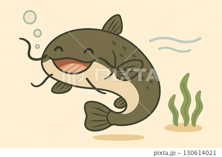 楽しそうに泳ぐナマズの可愛い水中シーン「AI生成画像」 130614021