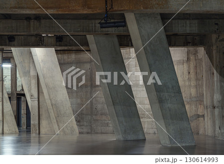 View of Concrete pillars inside Blavatnik Building of Tate Modern Switch House extension. 130614993
