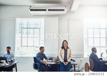 Leadership, office building and portrait of woman with business people for success, vision and mission. Corporate manager, teamwork and female worker with staff for productivity, working and goal Leadership, office building and portrait of woman with business people for success, vision and mission. Corporate manager, teamwork and female worker with staff for productivity, working and goal 130615111