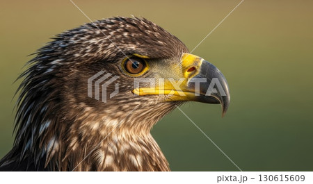Majestic Eagle Portrait with Intense Golden Eyes Close-up 130615609