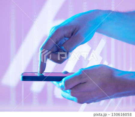 Futuristic, fingerprint and hands of man with phone pressing to unlock. Biometric, finger scanning and male with mobile smartphone for cyber security, biometrics and identification with neon software Futuristic, fingerprint and hands of man with phone pressing to unlock. Biometric, finger scanning and male with mobile smartphone for cyber security, biometrics and identification with neon software 130616058