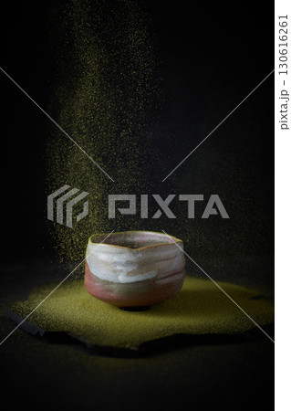 Tea bowl ceramic on dark background. 130616261