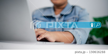 AI Search Engine and Voice Search Technology Concept on Laptop AI Search Engine and Voice Search Technology Concept on Laptop 130616288