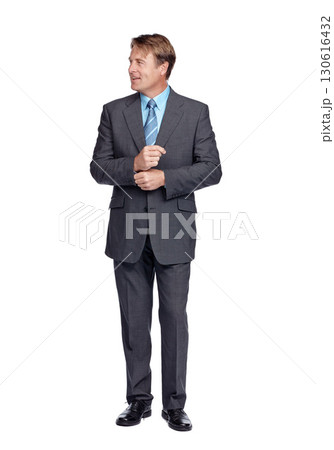Professional, business man and corporate suit of a financial consultant with white background. Studio, isolated and finance worker model ready for executive company working feeling proud and happy Professional, business man and corporate suit of a financial consultant with white background. Studio, isolated and finance worker model ready for executive company working feeling proud and happy 130616432