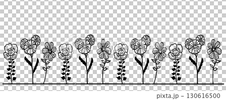 花卉植物的簡單線描，線框，黑白，別緻，橫向，標題 130616500