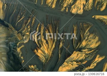 Aerial view of copper mining residuals in decanting lake 130616716