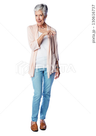 Senior woman, full body portrait and pointing finger, standing isolated in white background for advertising or marketing mockup. Elderly female, smile and point hand for brand or product placement Senior woman, full body portrait and pointing finger, standing isolated in white background for advertising or marketing mockup. Elderly female, smile and point hand for brand or product placement 130616737