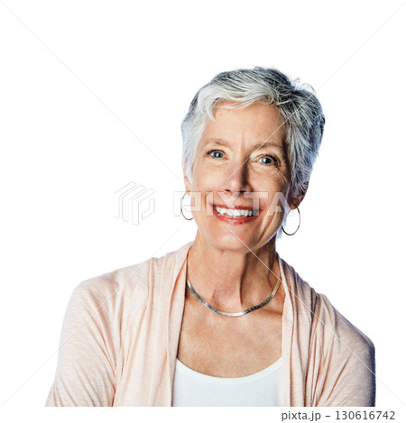 Happy, beautiful and portrait of a senior woman with a smile isolated on a white background in studio. Content, cheerful and confident face of elderly model in retirement with happiness on a backdrop Happy, beautiful and portrait of a senior woman with a smile isolated on a white background in studio. Content, cheerful and confident face of elderly model in retirement with happiness on a backdrop 130616742