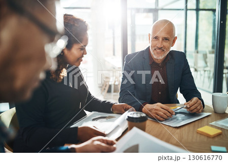 Meeting, finance and planning of senior man with leadership, teamwork and group discussion for collaboration. Real business, financial and accounting person, boss or people with success and paperwork Meeting, finance and planning of senior man with leadership, teamwork and group discussion for collaboration. Real business, financial and accounting person, boss or people with success and paperwork 130616770