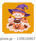 ハロウィンのお菓子と男の子の可愛いイラスト｜カップケーキ・かぼちゃスイーツ 130616867