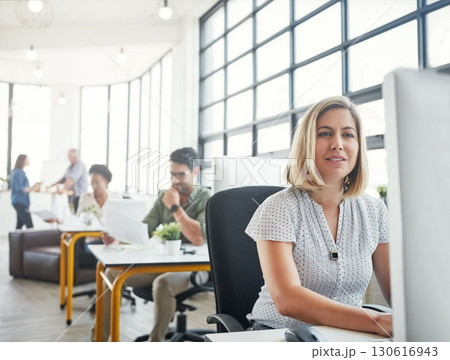 Company, computer and business woman in office working on online email, website research and project. Productivity, corporate agency and female worker at desk for planning, schedule and strategy Company, computer and business woman in office working on online email, website research and project. Productivity, corporate agency and female worker at desk for planning, schedule and strategy 130616943