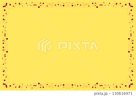 背景素材（黄色にレトロなツタ模様のフレーム） 130616971