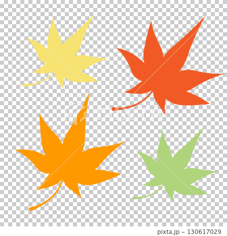 Illustration of autumn maple leaves. Colorful leaf silhouette icon. Vector. PNG transparent. White background. Illustration of autumn maple leaves. Colorful leaf silhouette icon. Vector. PNG transparent. White background. 130617029