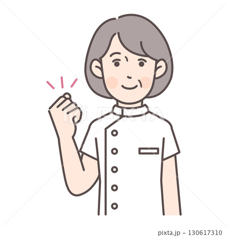 ガッツポーズするシニア女性看護師 130617310