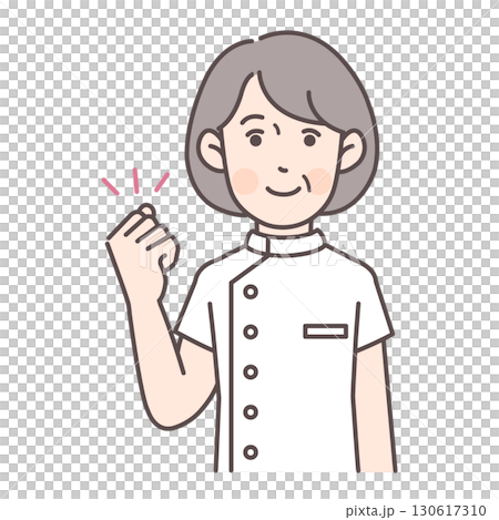 ガッツポーズするシニア女性看護師 130617310