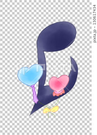 Musical notes with heart balloons 130617434