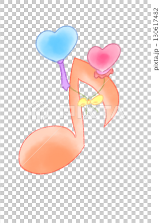 Musical notes with heart balloons 130617482