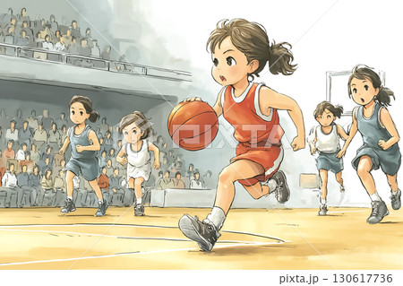 リバウンドを取る女性バスケットボール選手 130617736