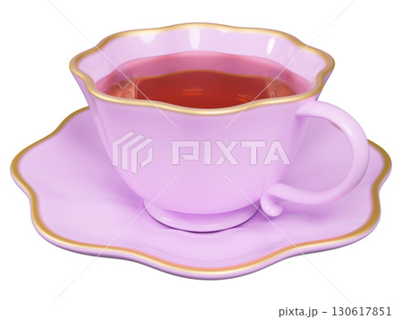 ファンタジー系パステルパープルのCGティーカップ ファンタジー系パステルパープルのCGティーカップ 130617851