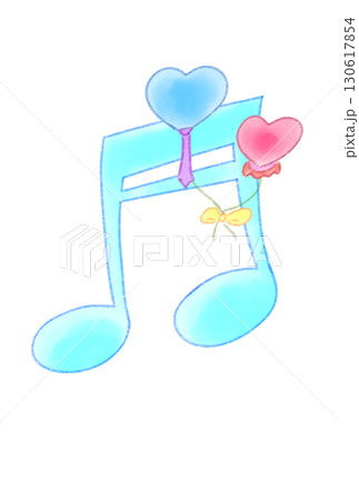 ハートの風船の付いた音符 130617854