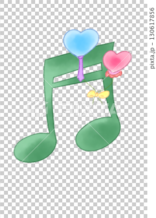 ハートの風船の付いた音符 130617856
