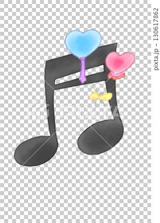 Musical notes with heart balloons 130617862