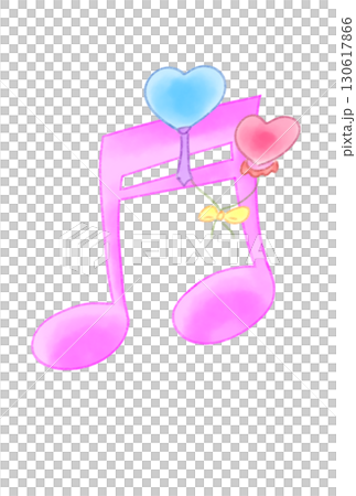 Musical notes with heart balloons 130617866