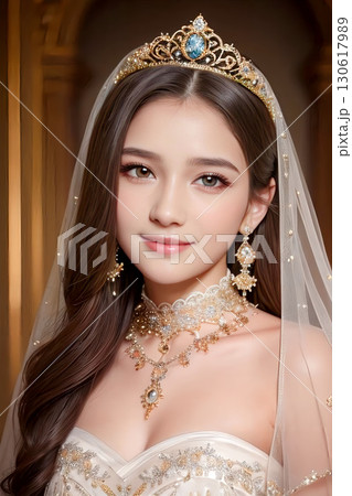 ティアラを付けた若い女性モデル 130617989