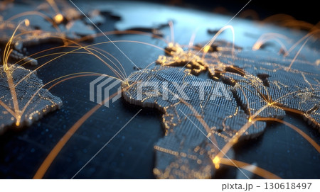 3D render of global logistics network with animated paths 130618497