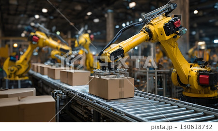 Realistic photo of AI monitoring production quality in factory 130618732