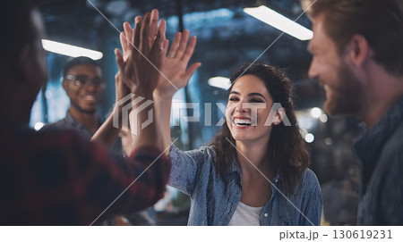 Startup success team high five celebration 8K 130619231