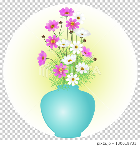 Illustration of cosmos in a vase 130619733