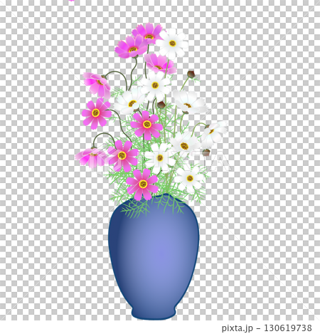 花瓶に活けられたコスモスのイラスト 花瓶に活けられたコスモスのイラスト 130619738