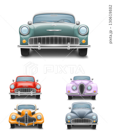 retro vintage old car obsolete transport vehicle cartoon stock vector illustration 130619882