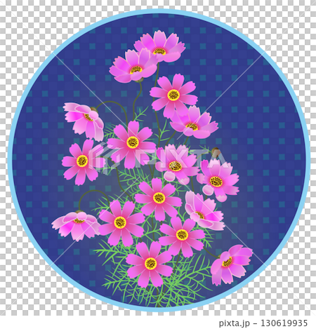 円形背景つきコスモスのイラスト 円形背景つきコスモスのイラスト 130619935