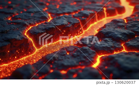 Hot Fiery Lava Background With Molten Rock Surface 130620037