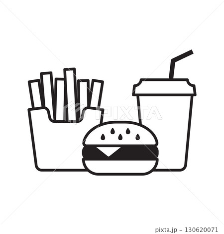 Fast Food Meal with Burger, Fries, and Drink. Fast Food Meal with Burger, Fries, and Drink. 130620071