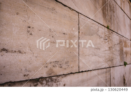 Detail of ancient marble wall blocks at Acropolis site, Athens, Greece. 130620449