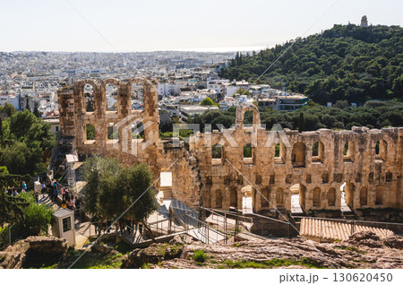 Herodes Atticus Odeon with Athens city view at Acropolis hill, Greece. 130620450