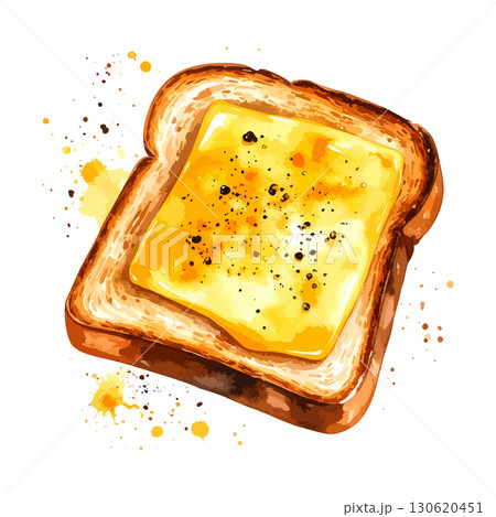 チーズトーストの水彩風イラスト　生成AI 130620451