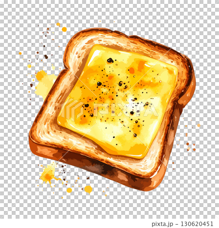 チーズトーストの水彩風イラスト　生成AI 130620451