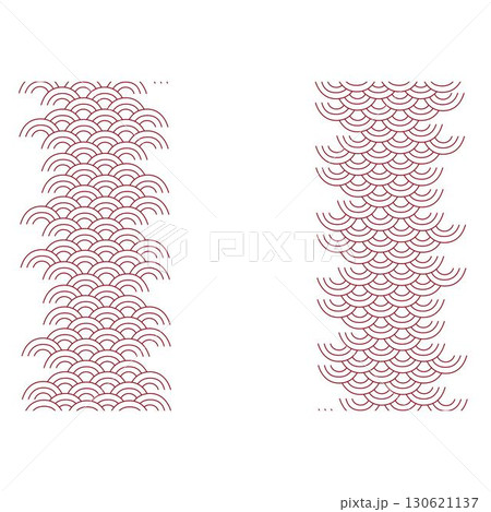 seamless vertical border pattern with chinese wave pattern and empty space. Simple geometric transparent background. Vector graphic illustration. 130621137