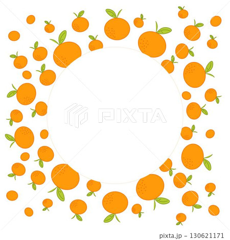 Mandarin or tangerine hand drawn graphic background. Organic citrus plant drawing with whole mandarin round circle frame. Natural botanical graphic illustration. Vector Template for food product label Mandarin or tangerine hand drawn graphic background. Organic citrus plant drawing with whole mandarin round circle frame. Natural botanical graphic illustration. Vector Template for food product label 130621171