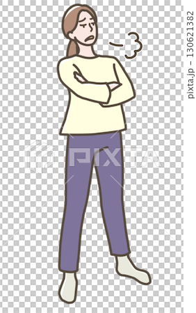 Illustration of a woman standing with a shocked expression Illustration of a woman standing with a shocked expression 130621382