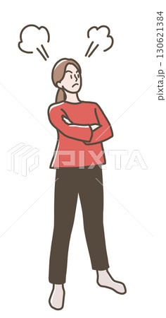 仁王立ちで怒る女性のイラスト 仁王立ちで怒る女性のイラスト 130621384