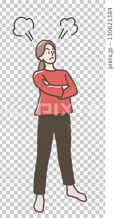 仁王立ちで怒る女性のイラスト 仁王立ちで怒る女性のイラスト 130621384